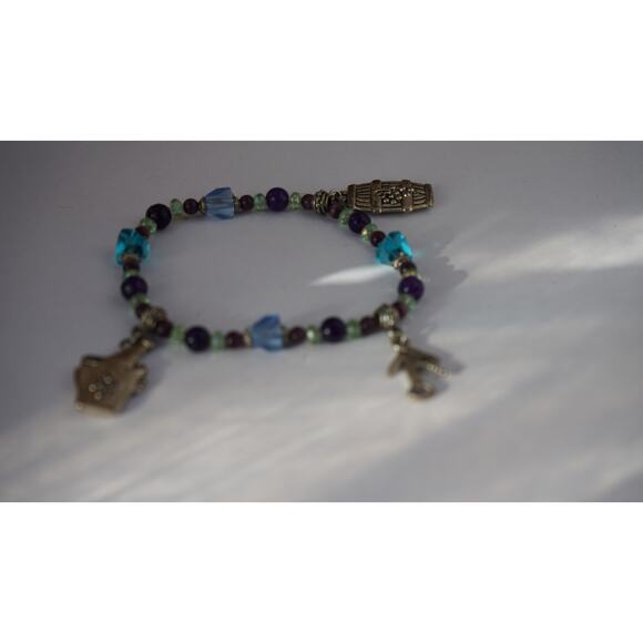 Vintage beaded charm bracelet wine theme Y2K boho eclectic style - Picture 6 of 10